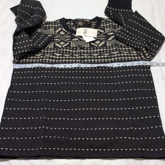 RLX Ralph Lauren Black and Cream Crewneck Sweater Nordic Design - Picture 6 of 10